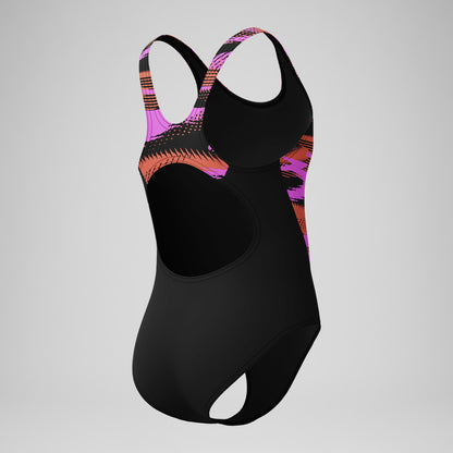 Girls' HyberBoom Splice Muscleback Swimsuit Black/Pink - Speedo