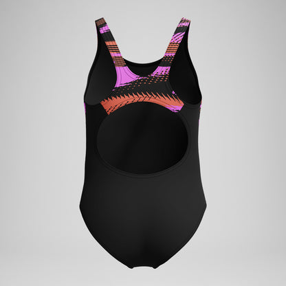Girls' HyberBoom Splice Muscleback Swimsuit Black/Pink - Speedo