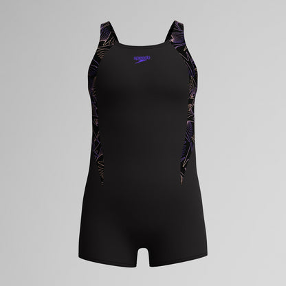 Girls Hyperboom Splice Legsuit Black/Peach - Speedo