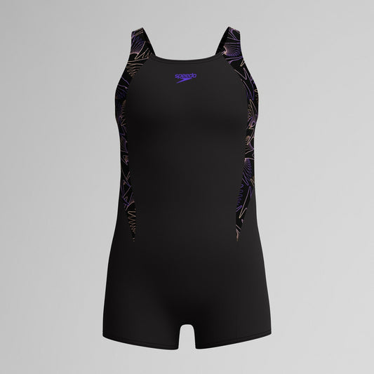 Girls Hyperboom Splice Legsuit Black/Peach - Speedo