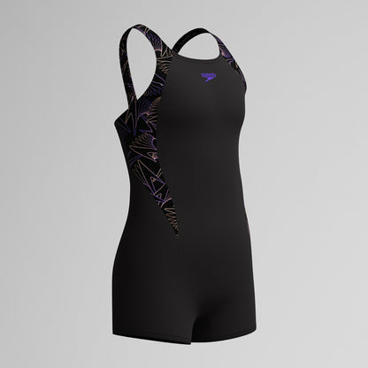 Girls Hyperboom Splice Legsuit Black/Peach - Speedo