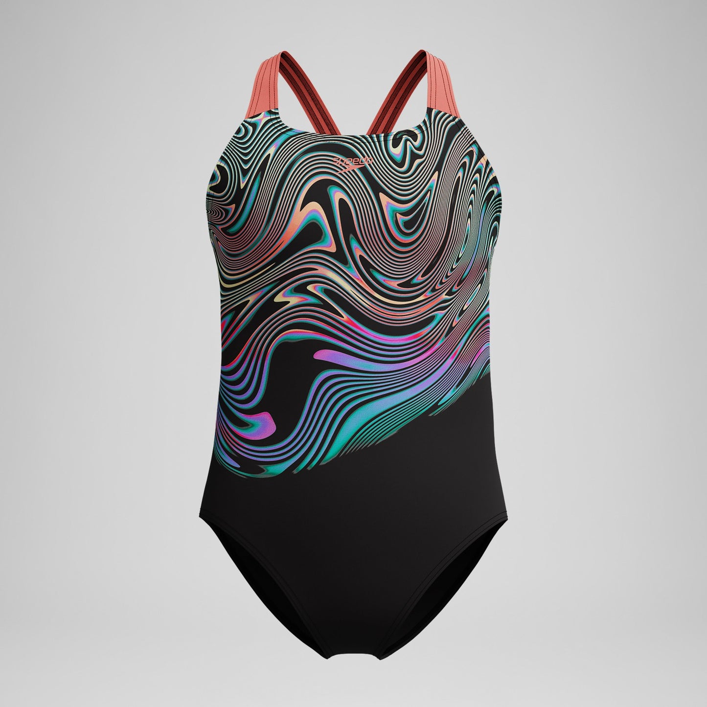 Girls Placement Powerback Swimsuit Black/Orange - Speedo