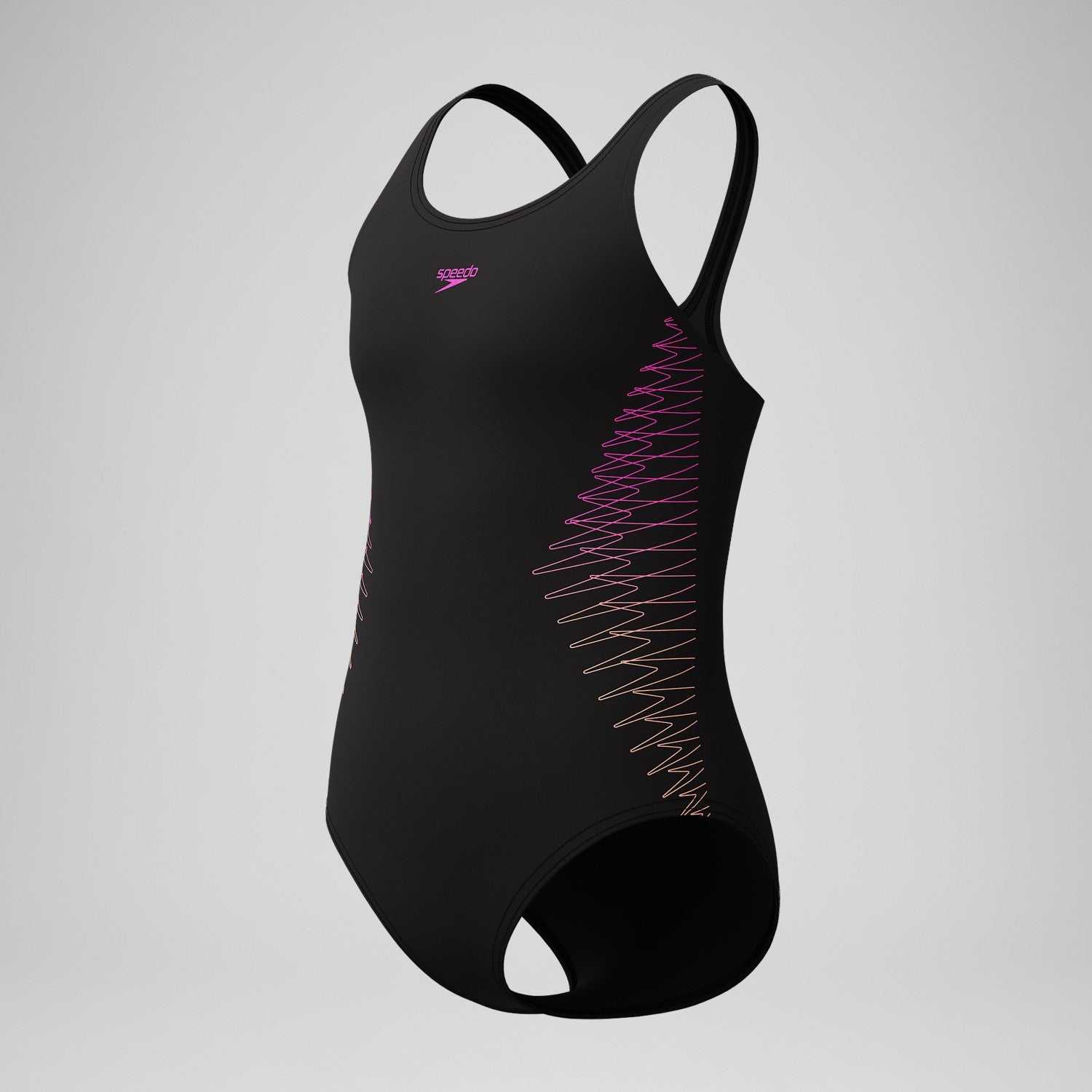 Girls Placement Muscleback Swimsuit Black/Peach - Speedo
