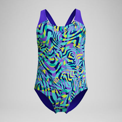 Girls Allover Splashback Swimsuit Green/Purple - Speedo