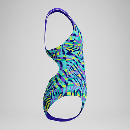 Girls Allover Splashback Swimsuit Green/Purple - Speedo