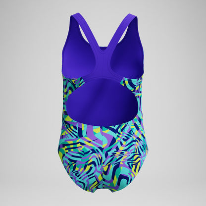 Girls Allover Splashback Swimsuit Green/Purple - Speedo