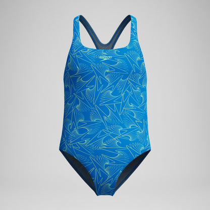 Girls Hyperboom Medalist Allover Print Swimsuit Blue - Speedo