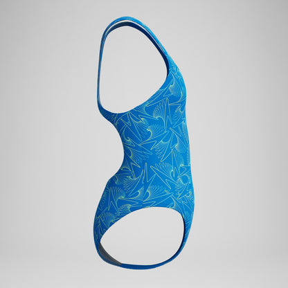 Girls Hyperboom Medalist Allover Print Swimsuit Blue - Speedo