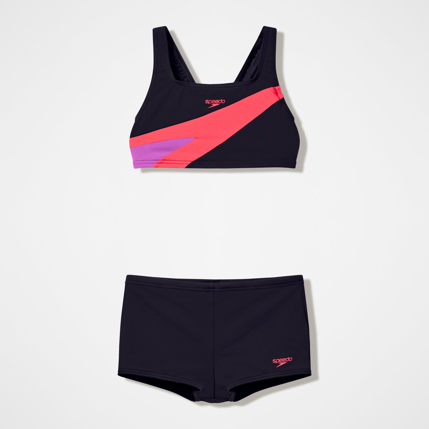 Girls Hyperboom Butterfly Back Bikini Set Black/Red - Speedo