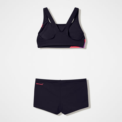 Girls Hyperboom Butterfly Back Bikini Set Black/Red - Speedo