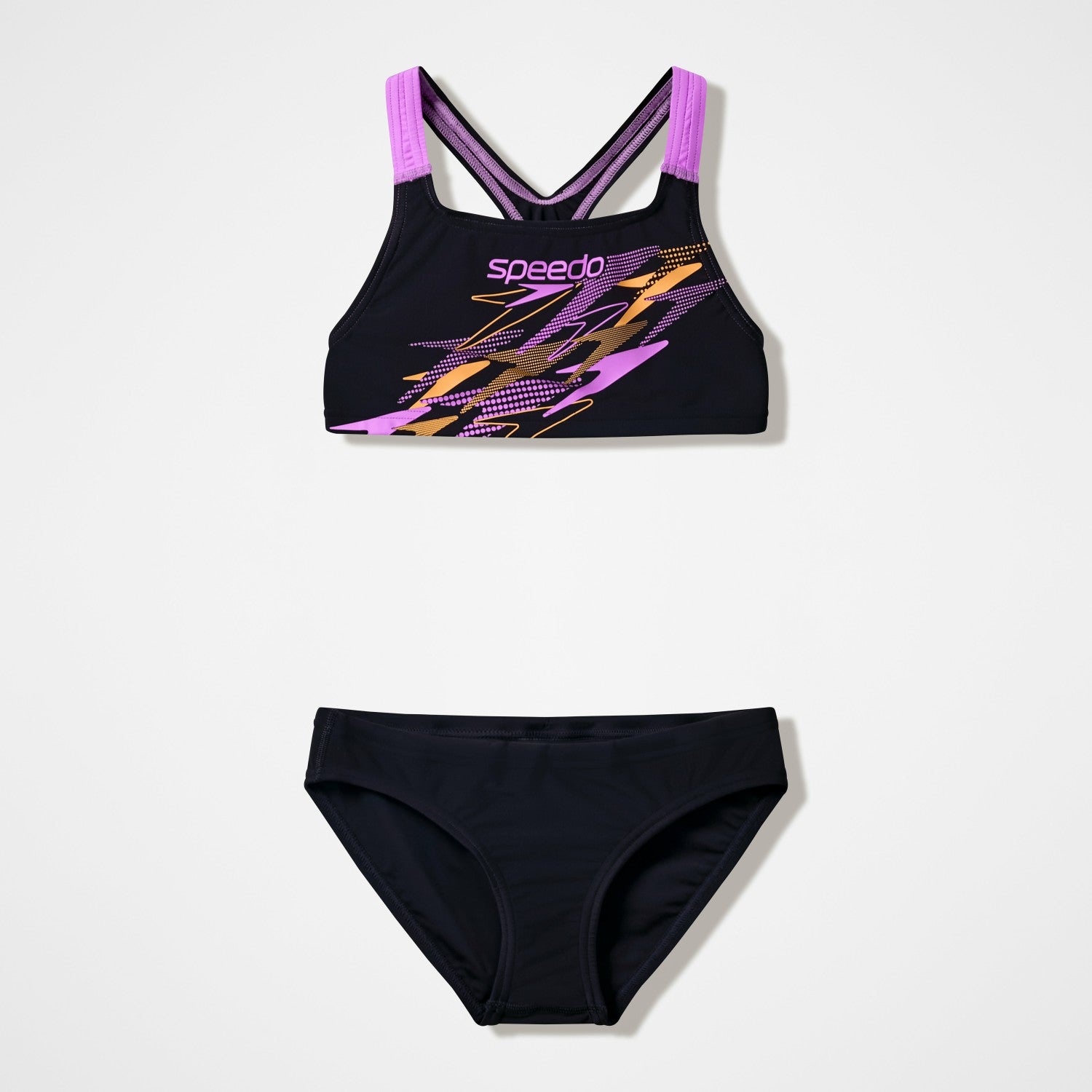 Girls Medley Logo Racerback Bikini Set Black/Pink - Speedo