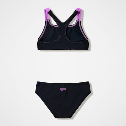 Girls Medley Logo Racerback Bikini Set Black/Pink - Speedo