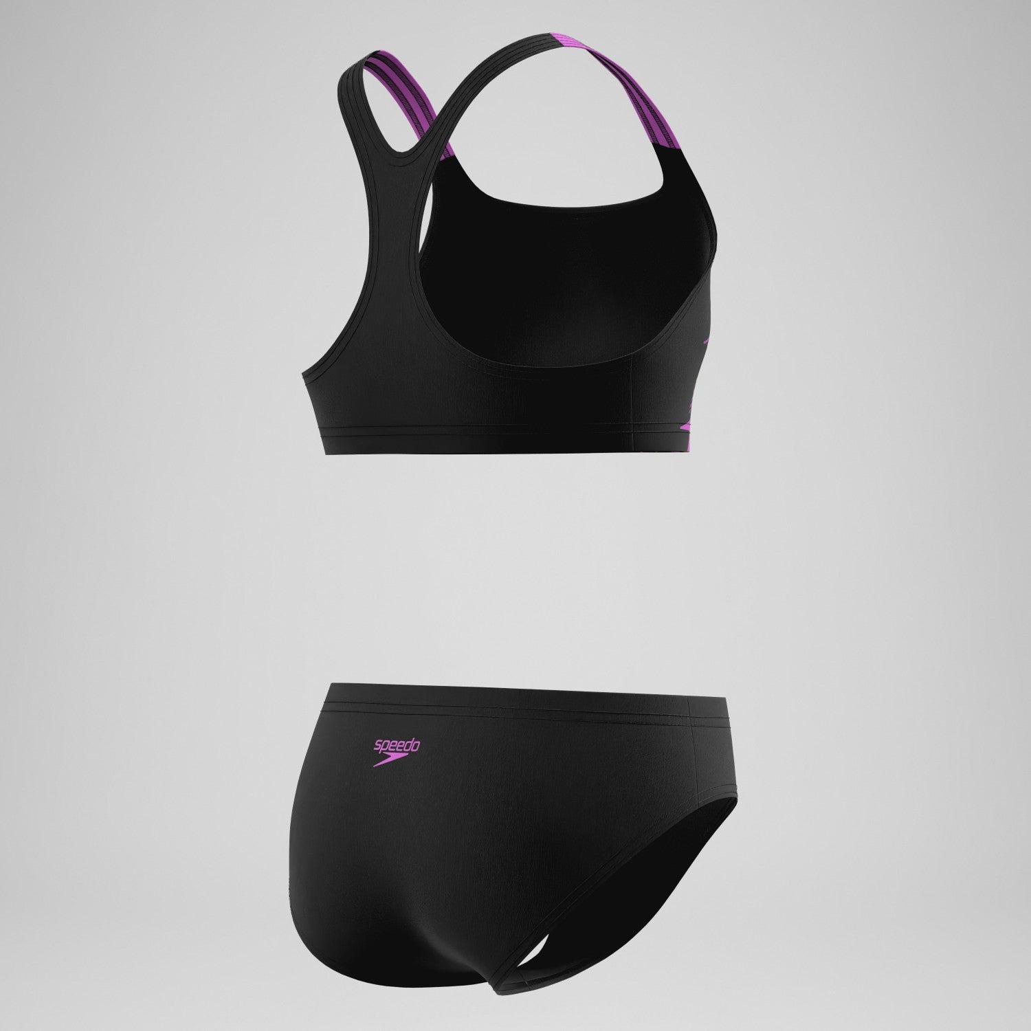 Girls Medley Logo Racerback Bikini Set Black/Pink - Speedo