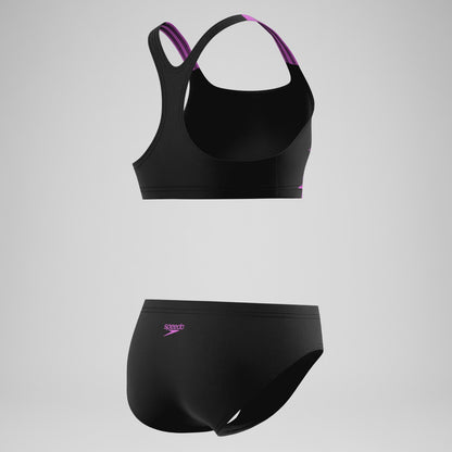 Girls Medley Logo Racerback Bikini Set Black/Pink - Speedo
