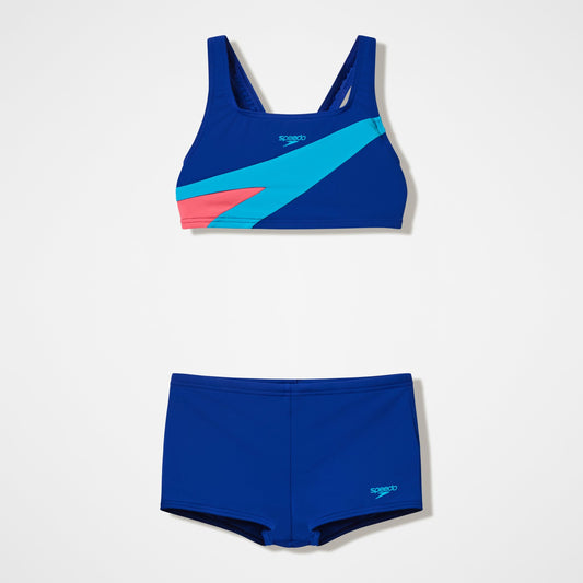 Girls Hyperboom Butterfly Back Bikini Set Navy/Teal - Speedo