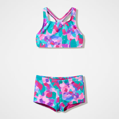 Girls Printed Racerback Bikini Set Pink/Green - Speedo