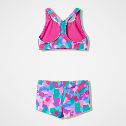 Girls Printed Racerback Bikini Set Pink/Green - Speedo