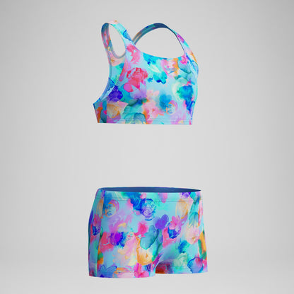 Girls Printed Racerback Bikini Set Blue - Speedo