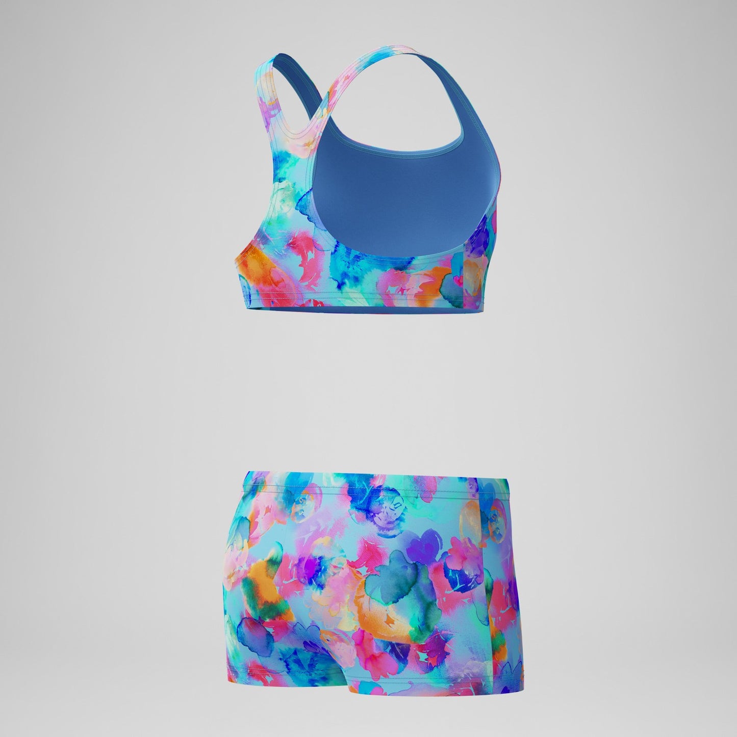 Girls Printed Racerback Bikini Set Blue - Speedo