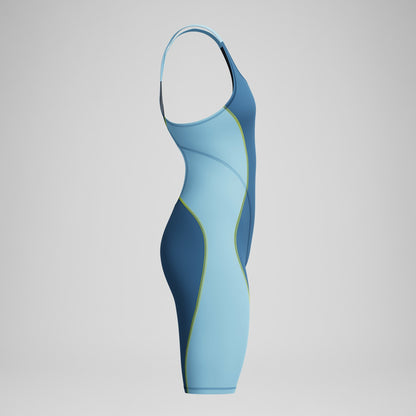 Female Fastskin HyperSpark Openback Kneeskin Blue - Speedo