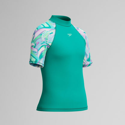 Girls Short Sleeve Rashguard Turquoise - Speedo