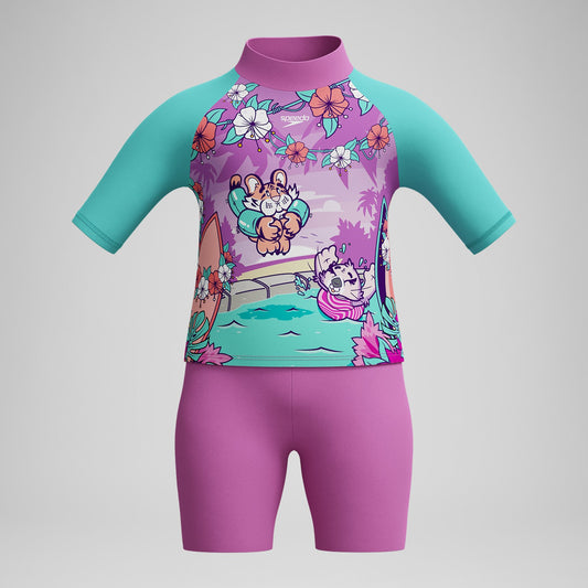 Infant Girls Learn to Swim Sun Protection Top & Short Pink/Green - Speedo