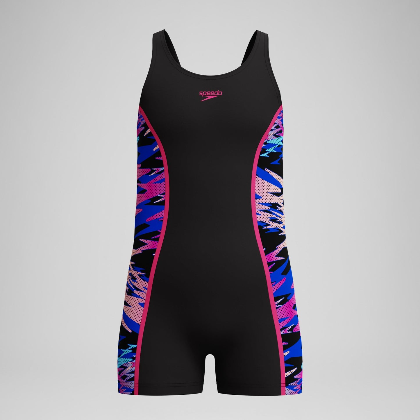 Girls Hyperboom Splice Muscleback Legsuit Black/Pink - Speedo