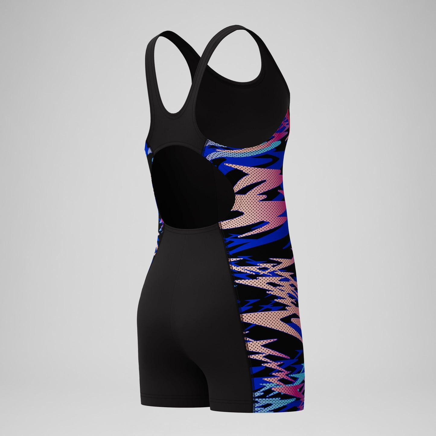 Girls Hyperboom Splice Muscleback Legsuit Black/Pink - Speedo
