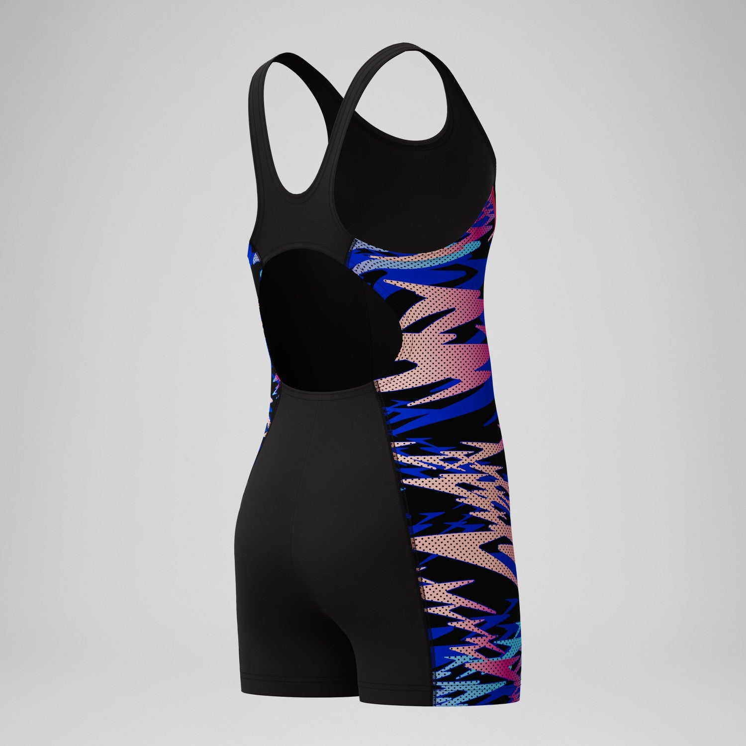 Girls Hyperboom Splice Muscleback Legsuit Black/Pink - Speedo