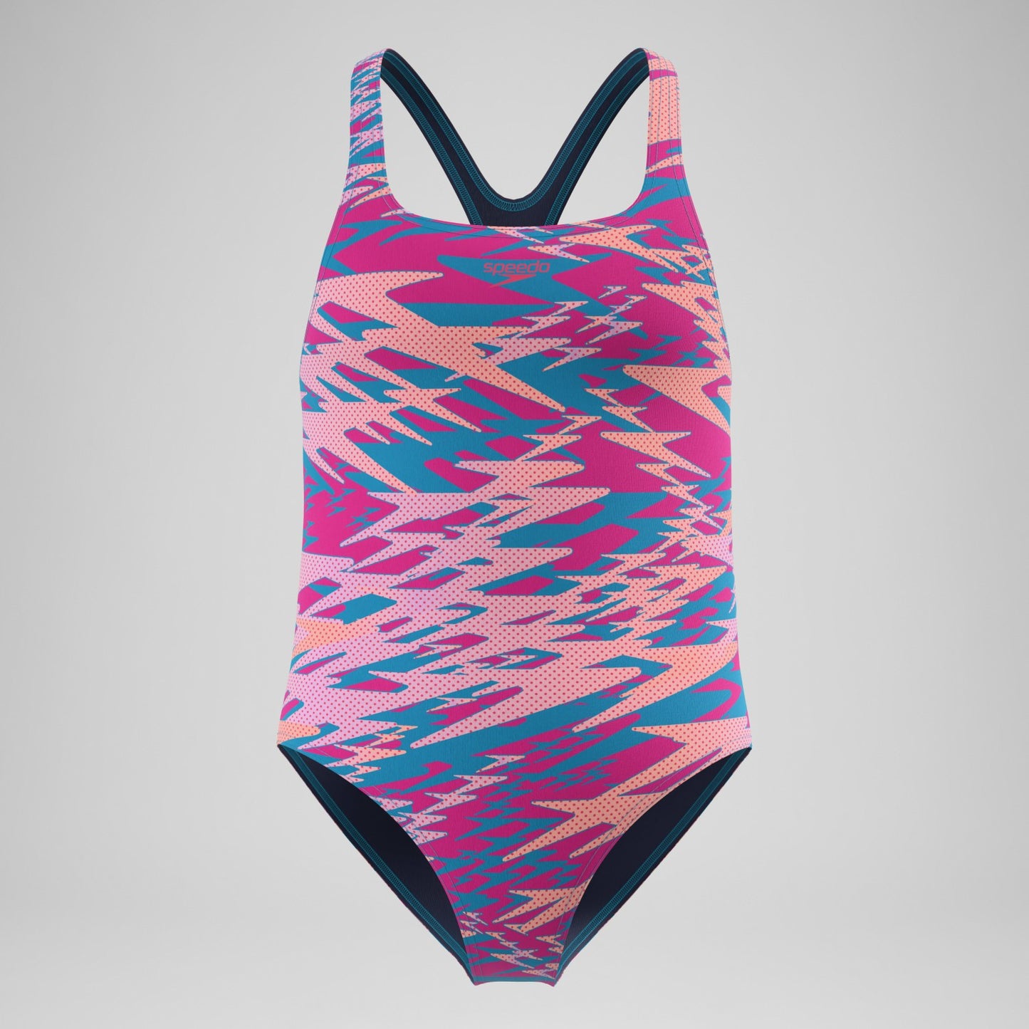 Girls Hyperboom Printed Medalist Swimsuit Blue/Pink - Speedo