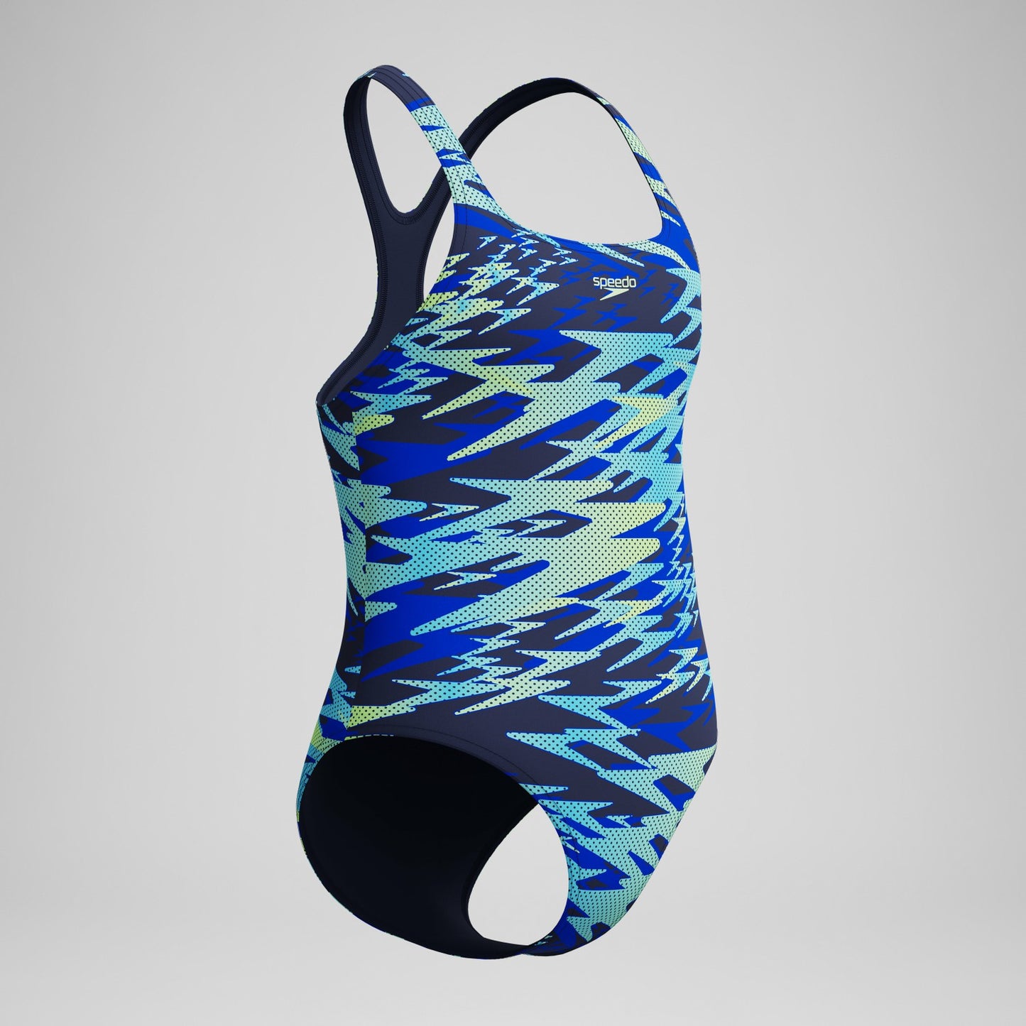 Girls Hyperboom Printed Medalist Swimsuit Blue/Green - Speedo