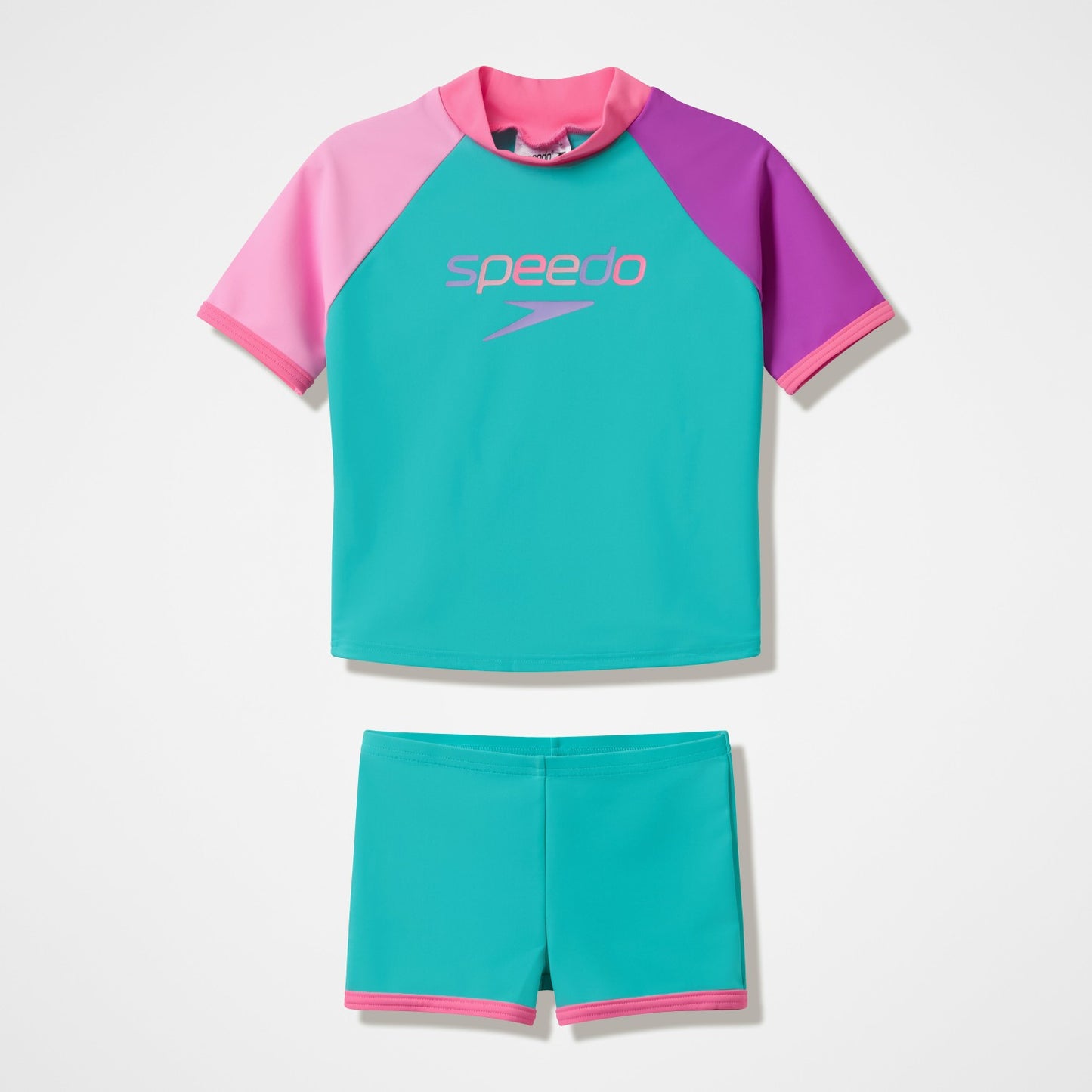 Infants Short Sleeve Rashguard Set Turquoise/Pink - Speedo