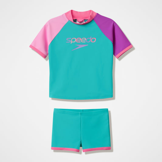 Infants Short Sleeve Rashguard Set Turquoise/Pink - Speedo