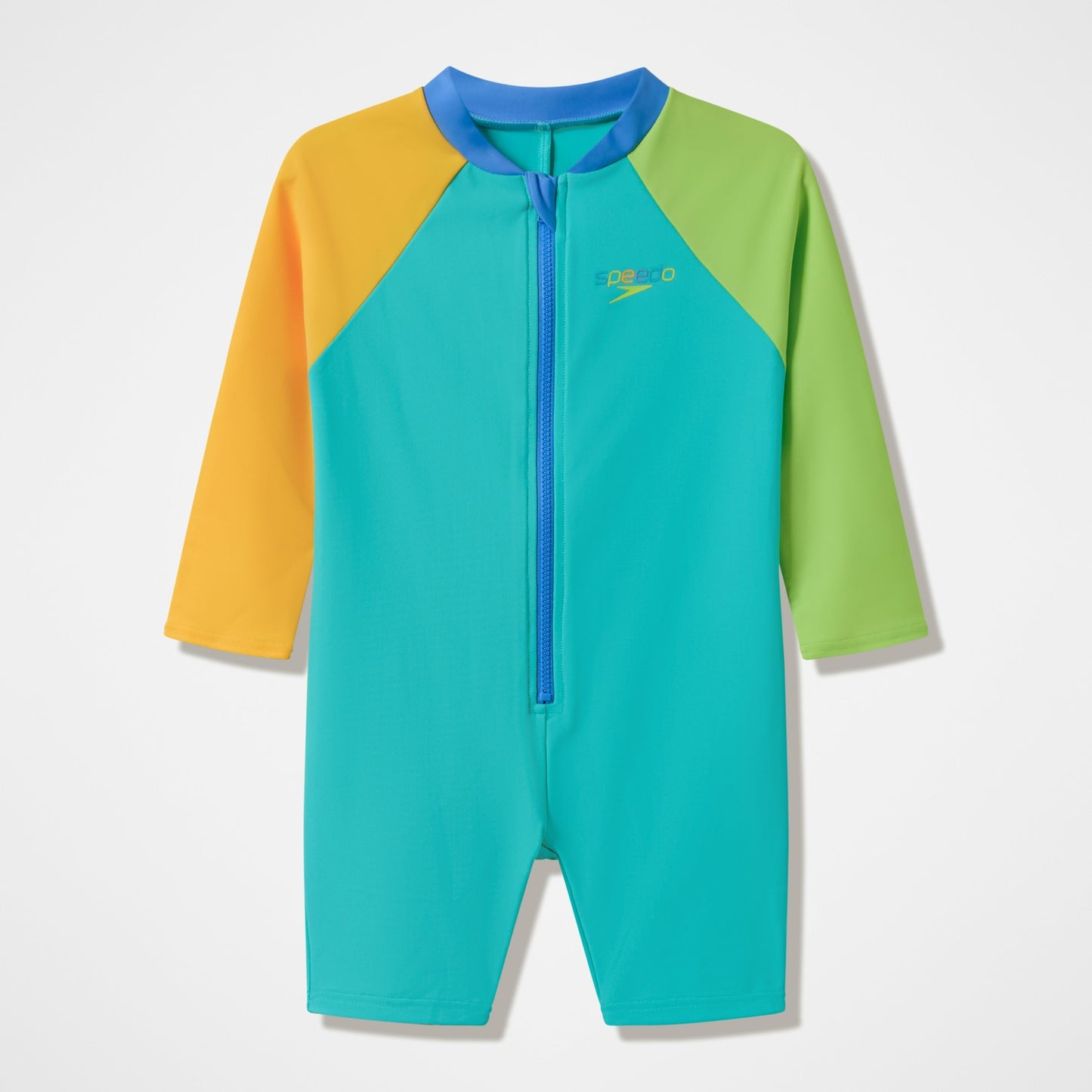 Infants Colourblock Long Sleeve Zip Swimsuit Green/Orange - Speedo