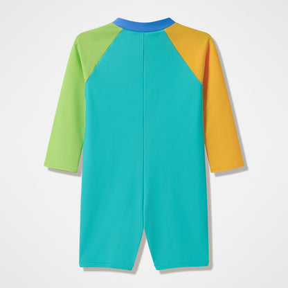 Infants Colourblock Long Sleeve Zip Swimsuit Green/Orange - Speedo