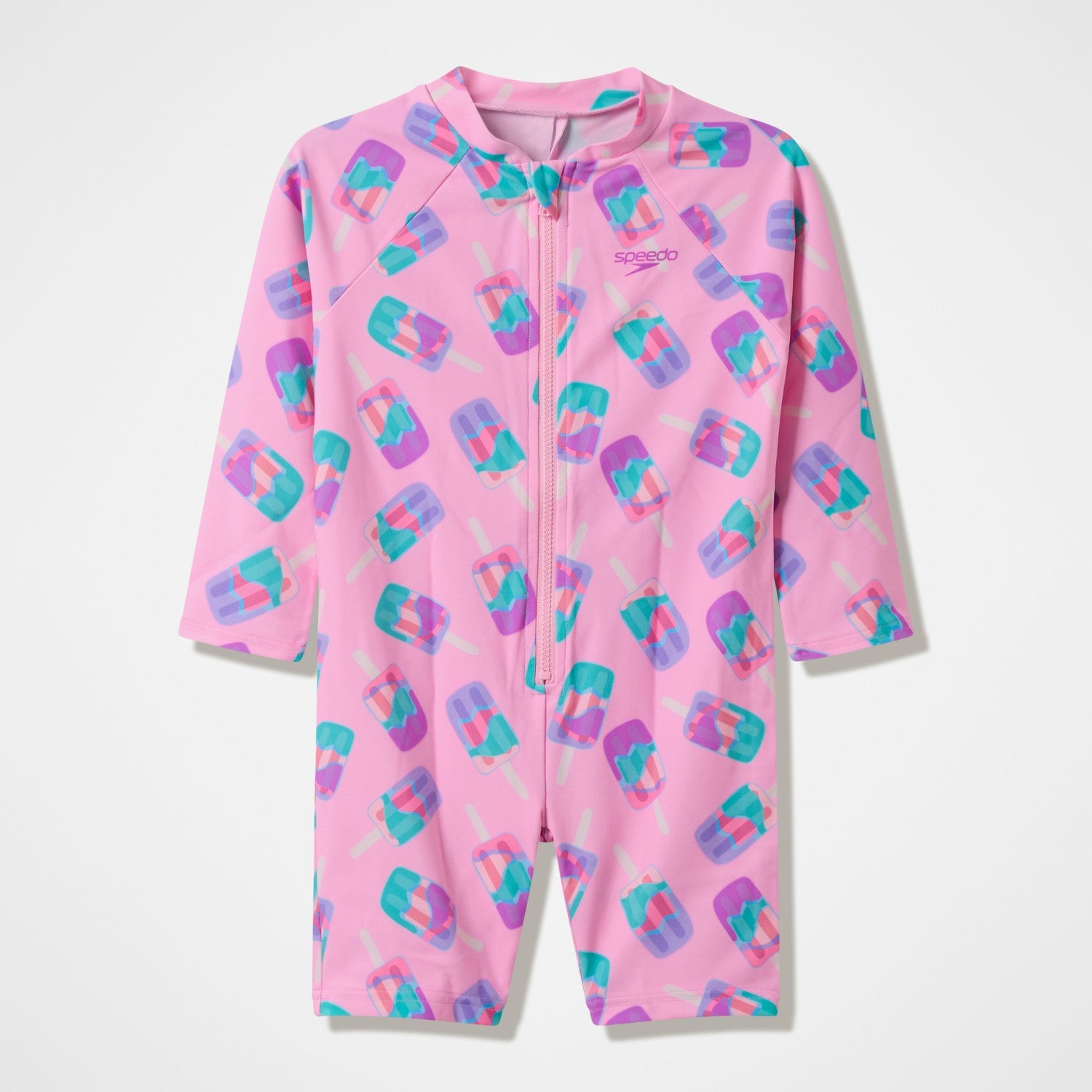 Infants Printed Long Sleeve Zip Swimsuit Pink - Speedo