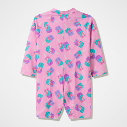 Infants Printed Long Sleeve Zip Swimsuit Pink - Speedo