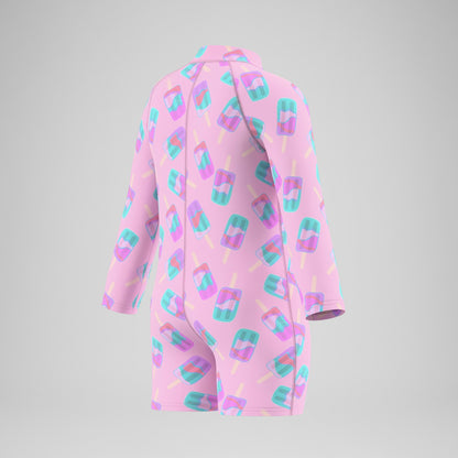 Infants Printed Long Sleeve Zip Swimsuit Pink - Speedo