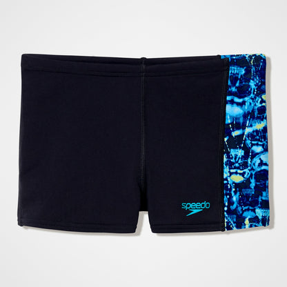 Boys Printed Panel Aquashorts Black/Blue - Speedo