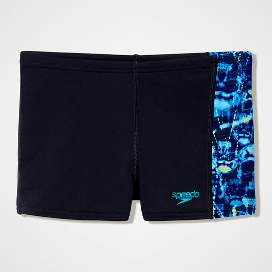 Boys Printed Panel Aquashorts Black/Blue - Speedo