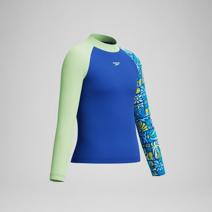 Boys Printed Long Sleeve Rashguard Blue - Speedo