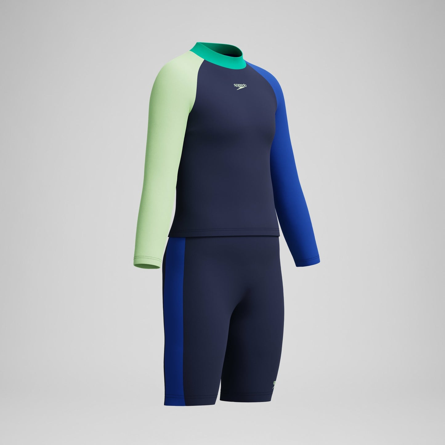 Boys Colourblock Long Sleeve Rashguard Navy - Speedo