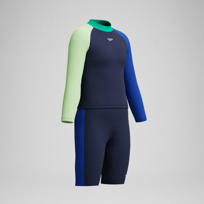 Boys Colourblock Long Sleeve Rashguard Navy - Speedo