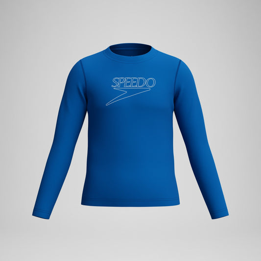 Junior Classic Logo Long Sleeve Rashguard Blue - Speedo