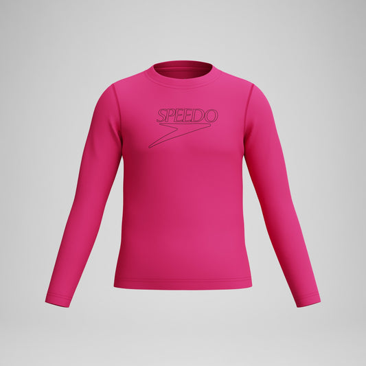 Junior Classic Logo Long Sleeve Rashguard Pink - Speedo
