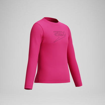 Junior Classic Logo Long Sleeve Rashguard Pink - Speedo