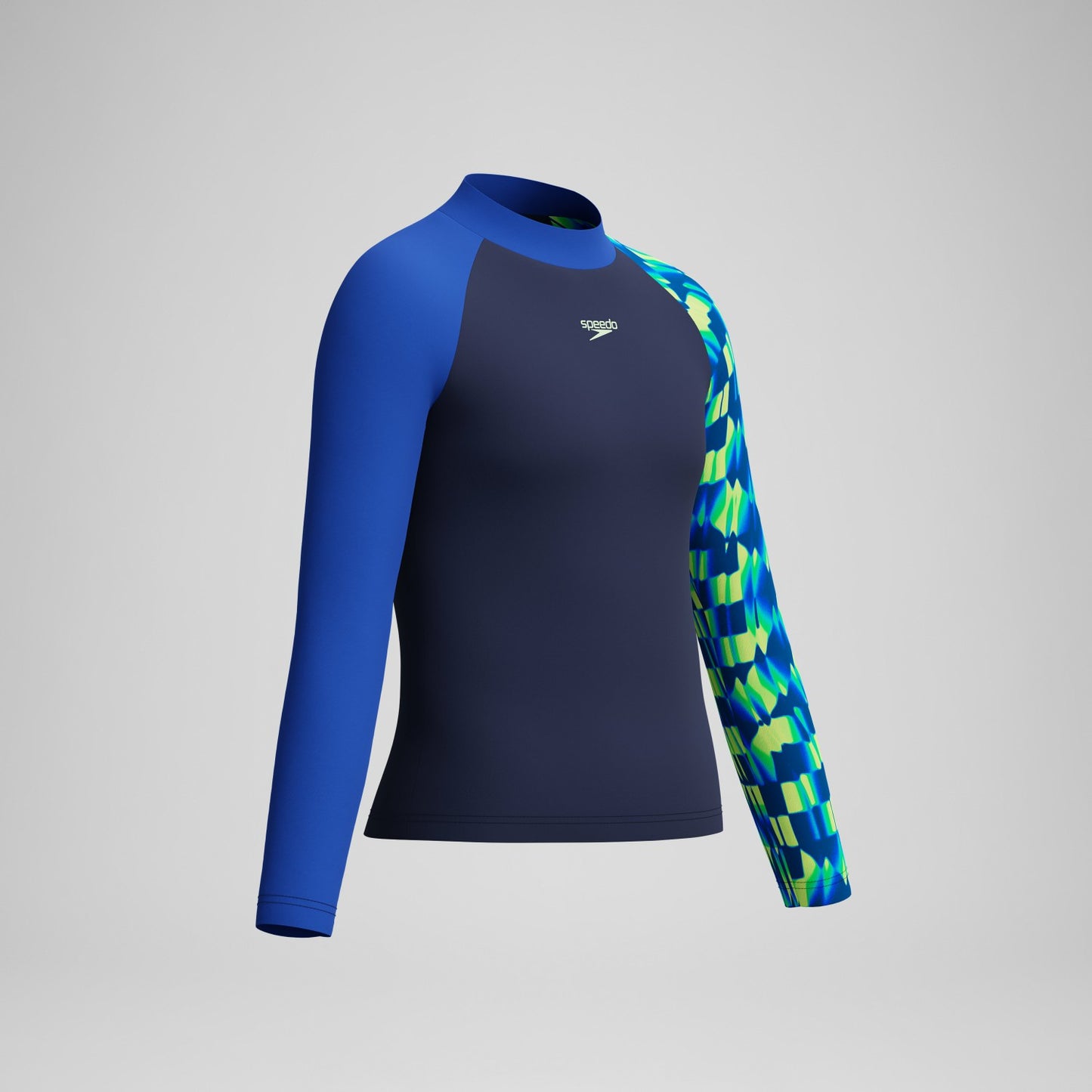 Boys Printed Long Sleeve Rashguard Navy/Green - Speedo
