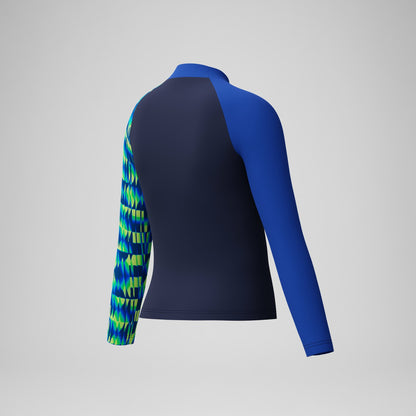 Boys Printed Long Sleeve Rashguard Navy/Green - Speedo