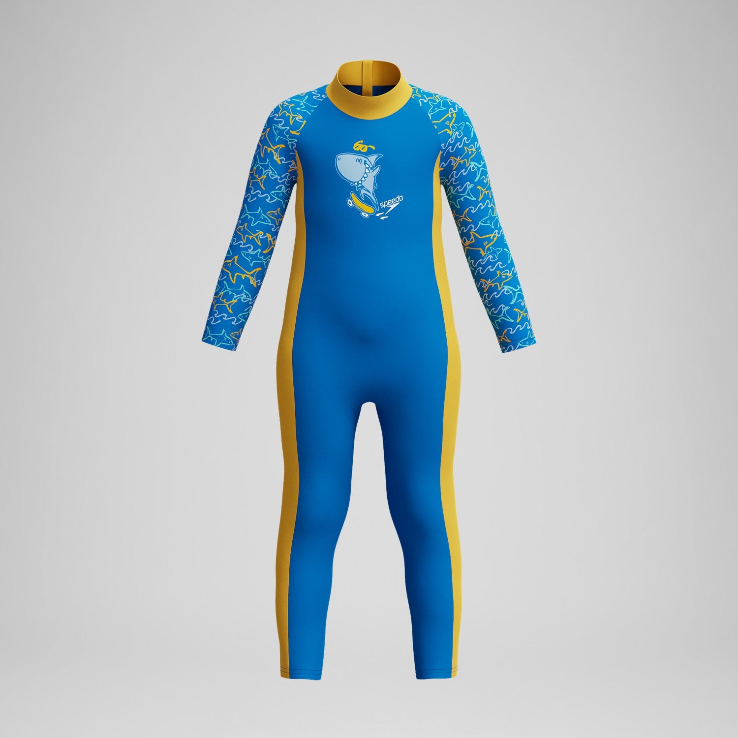 Infant Boys Learn to Swim All-In-One Sun Protection Suit Blue/Yellow - Speedo