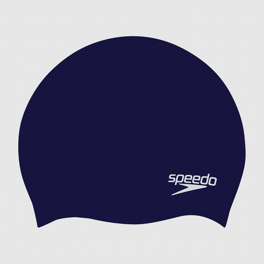 Junior Plain Moulded Silicone Cap Navy - Speedo